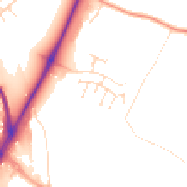 Daytime road noise heatmap for NG14 5JD