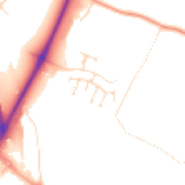 Daytime road noise heatmap for NG14 5JE