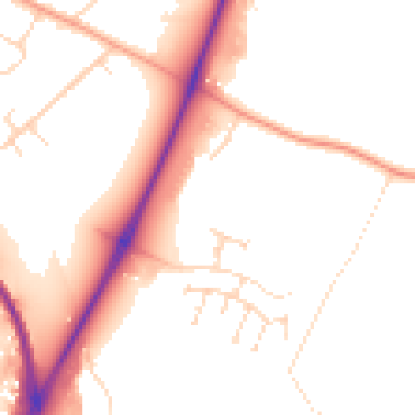 Daytime road noise heatmap for NG14 5JJ