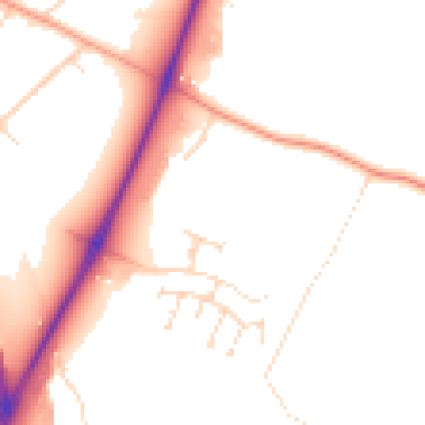 Daytime road noise heatmap for NG14 5JL
