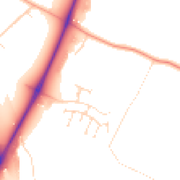 Daytime road noise heatmap for NG14 5JN
