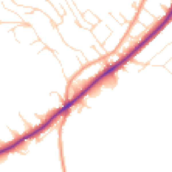 Daytime road noise heatmap for NG14 5JY