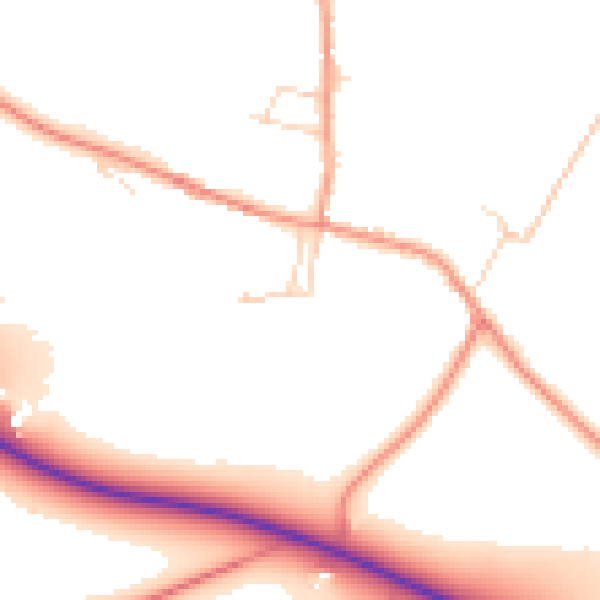 Daytime road noise heatmap for NG14 6AJ