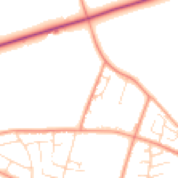 Daytime road noise heatmap for NG14 6TH