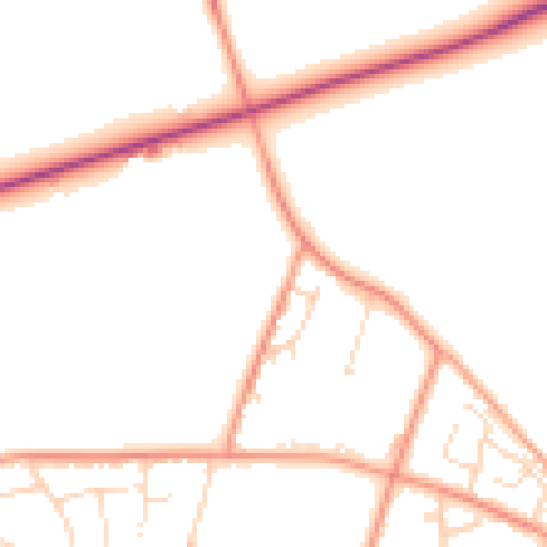 Daytime road noise heatmap for NG14 6TJ