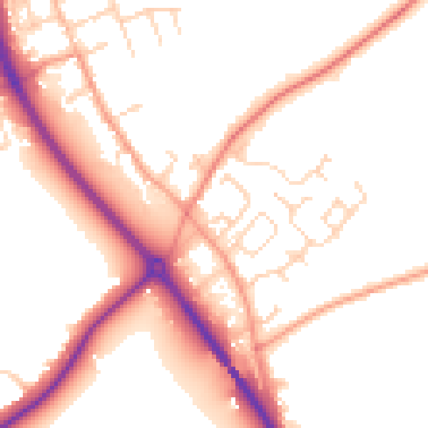 Daytime road noise heatmap for NG14 7AA