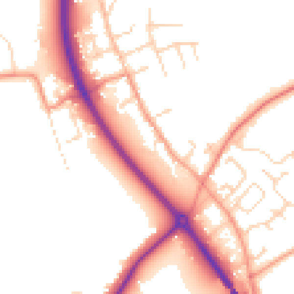 Daytime road noise heatmap for NG14 7AD