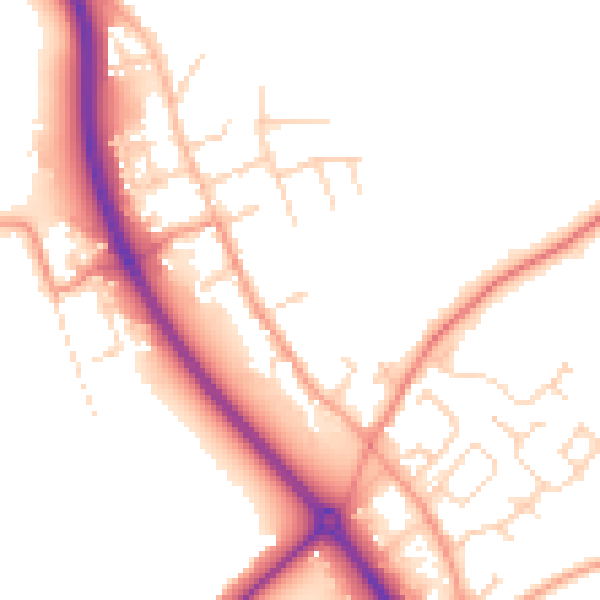 Daytime road noise heatmap for NG14 7AF