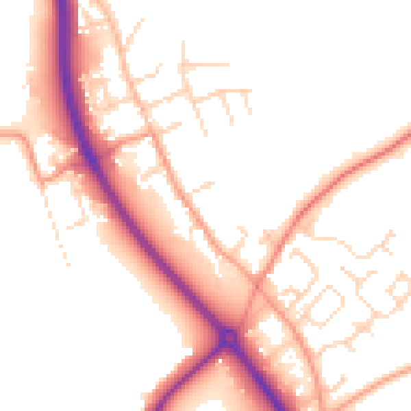 Daytime road noise heatmap for NG14 7AH