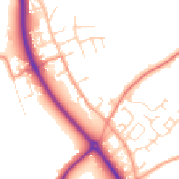 Daytime road noise heatmap for NG14 7AJ