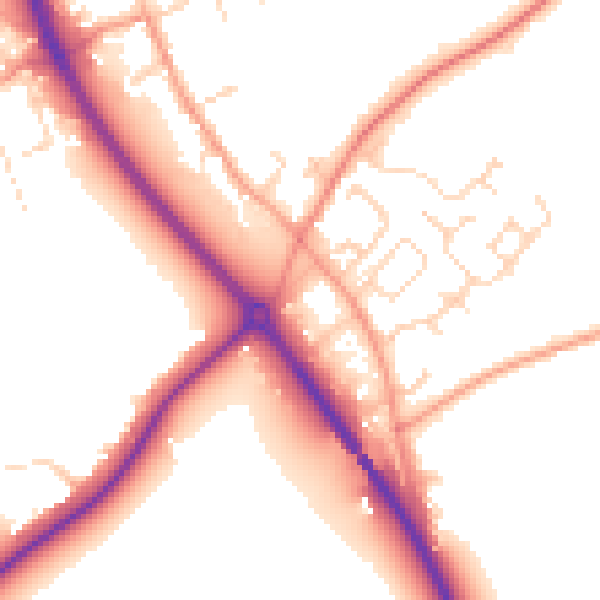 Daytime road noise heatmap for NG14 7AL