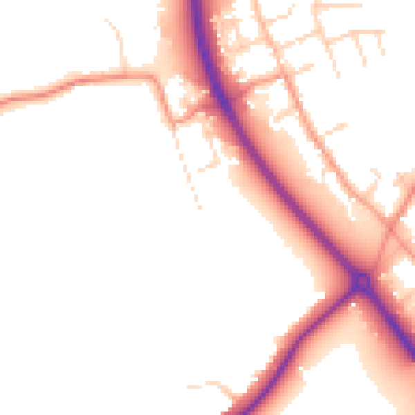 Daytime road noise heatmap for NG14 7AU