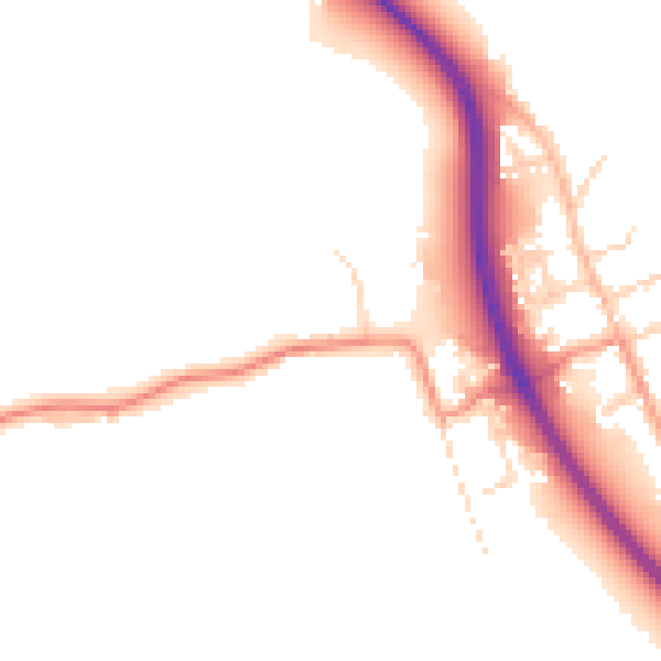 Daytime road noise heatmap for NG14 7AY