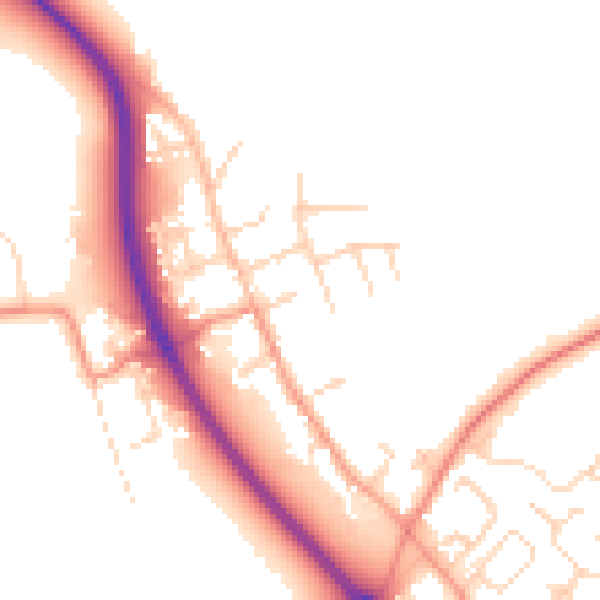 Daytime road noise heatmap for NG14 7BB