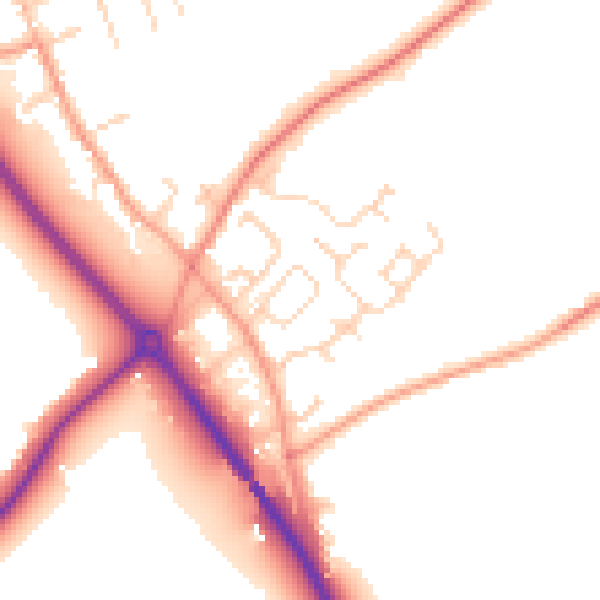 Daytime road noise heatmap for NG14 7DJ