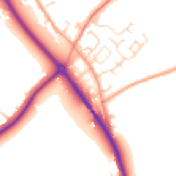 Daytime road noise heatmap for NG14 7DY
