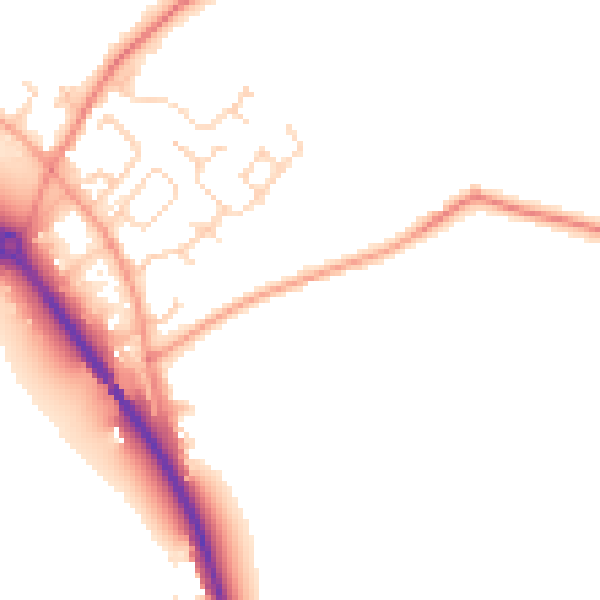 Daytime road noise heatmap for NG14 7EA