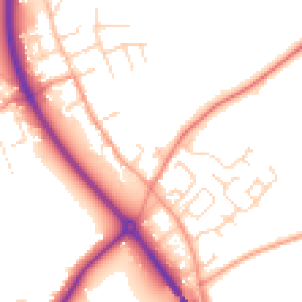 Daytime road noise heatmap for NG14 7EG