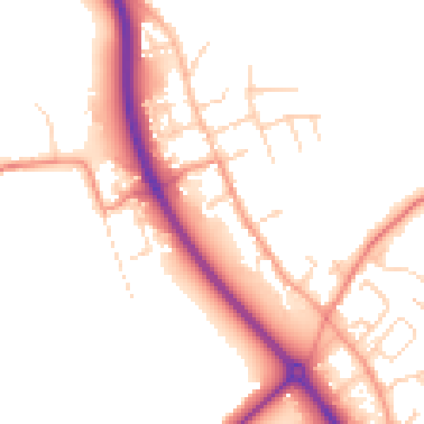 Daytime road noise heatmap for NG14 7EH