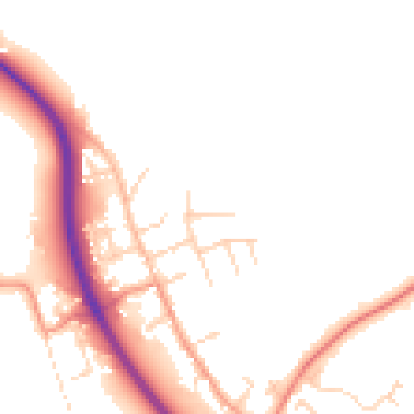 Daytime road noise heatmap for NG14 7EL