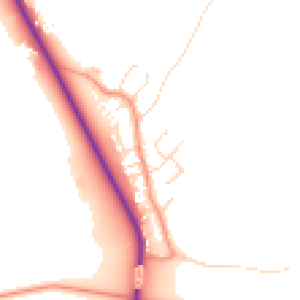 Daytime road noise heatmap for NG14 7EU