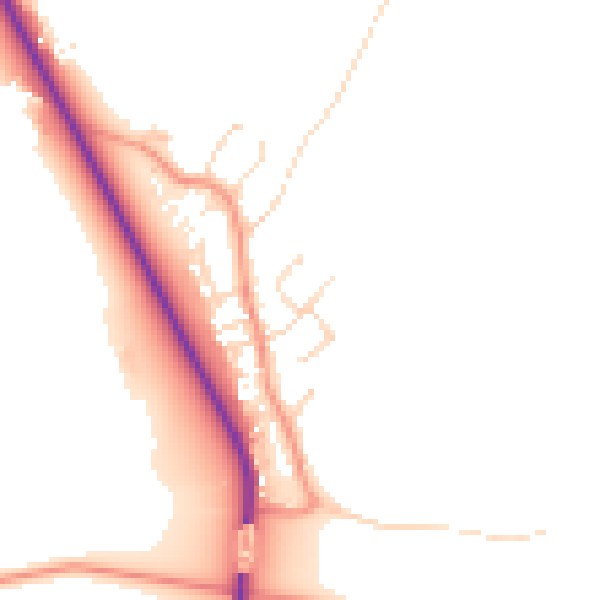 Daytime road noise heatmap for NG14 7EW