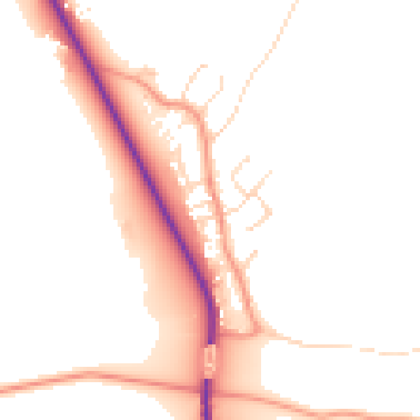 Daytime road noise heatmap for NG14 7EY