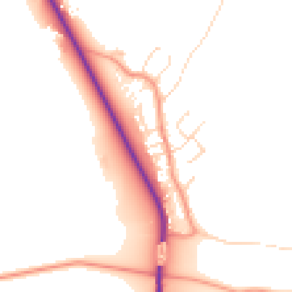 Daytime road noise heatmap for NG14 7FE
