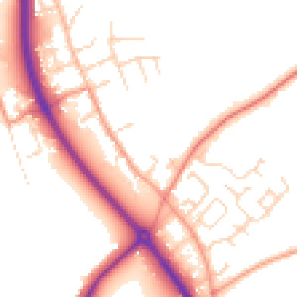 Daytime road noise heatmap for NG14 7HN
