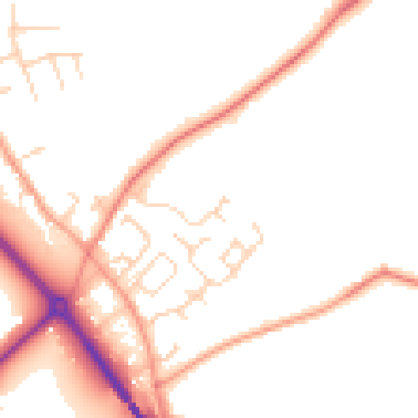 Daytime road noise heatmap for NG14 7PS