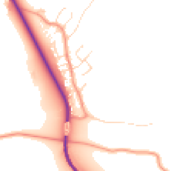 Daytime road noise heatmap for NG14 7RA