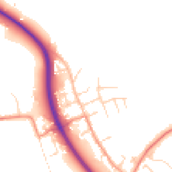 Daytime road noise heatmap for NG14 7WB