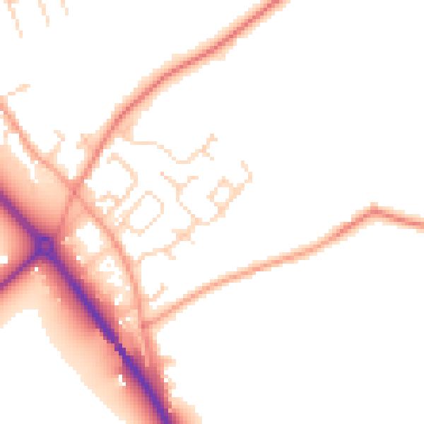 Daytime road noise heatmap for NG14 7WD