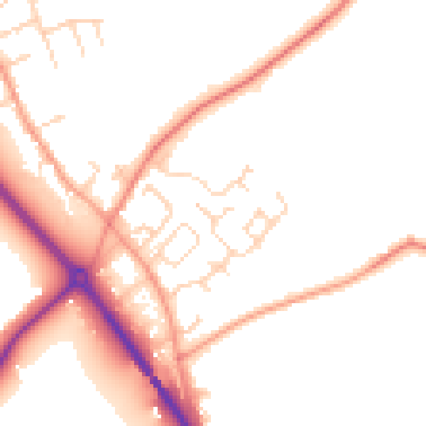 Daytime road noise heatmap for NG14 7WF