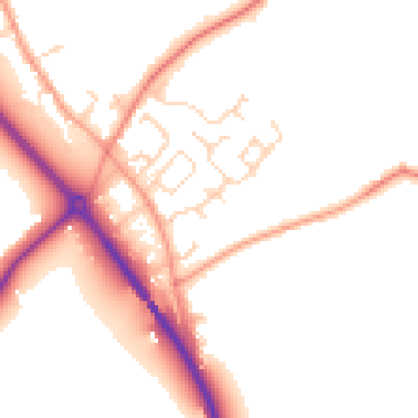 Daytime road noise heatmap for NG14 7WG