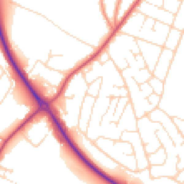 Daytime road noise heatmap for NG15 6FE