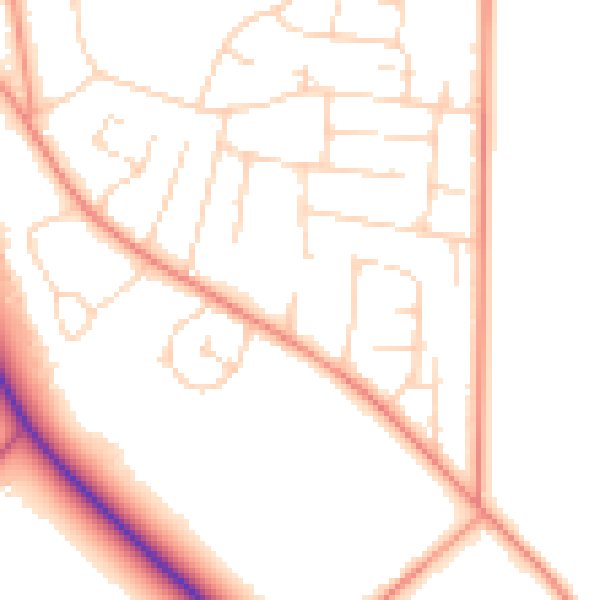 Daytime road noise heatmap for NG15 9BZ