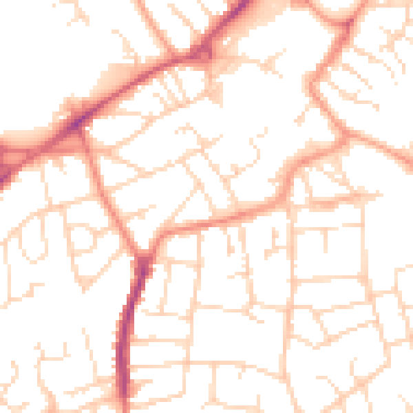 Daytime road noise heatmap for NG17 1AB