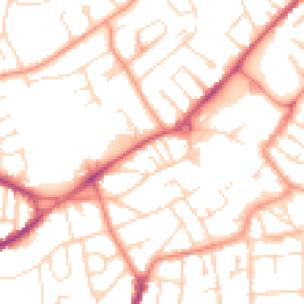 Daytime road noise heatmap for NG17 1AF