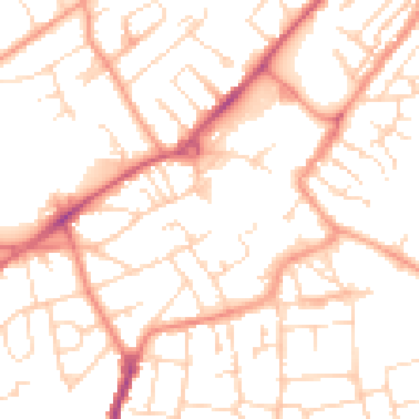 Daytime road noise heatmap for NG17 1AG