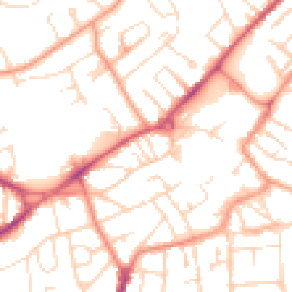 Daytime road noise heatmap for NG17 1AR