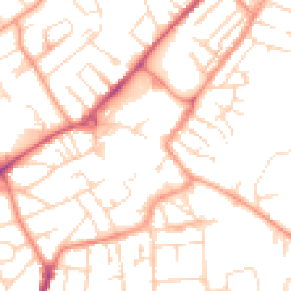 Daytime road noise heatmap for NG17 1AZ