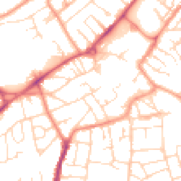 Daytime road noise heatmap for NG17 1BF