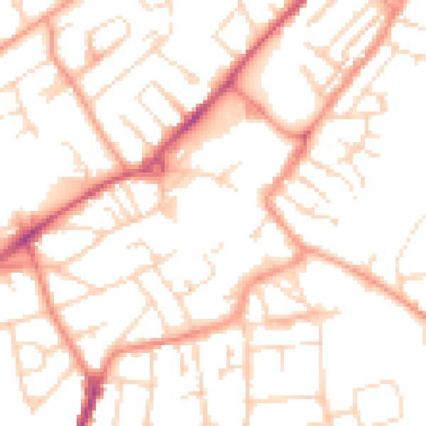Daytime road noise heatmap for NG17 1BN