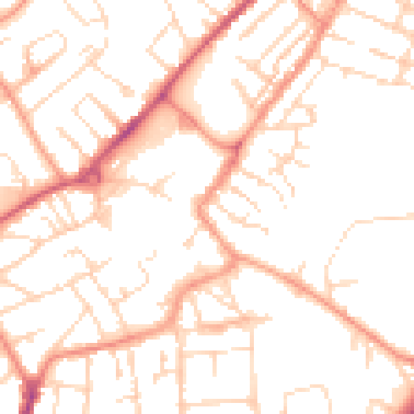 Daytime road noise heatmap for NG17 1DE