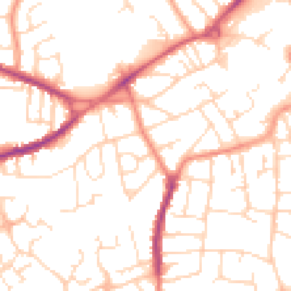 Daytime road noise heatmap for NG17 1DQ