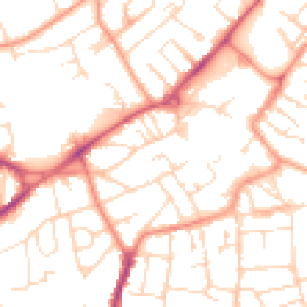 Daytime road noise heatmap for NG17 1EJ