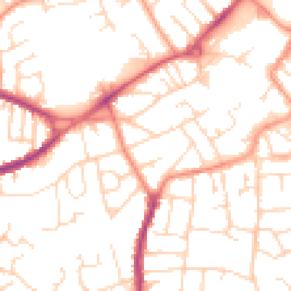 Daytime road noise heatmap for NG17 1ES