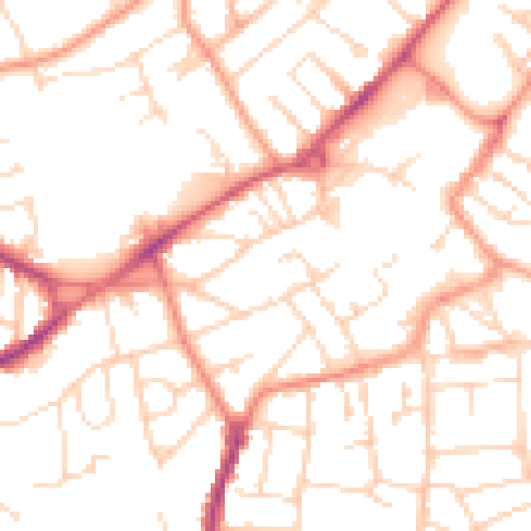 Daytime road noise heatmap for NG17 1EU