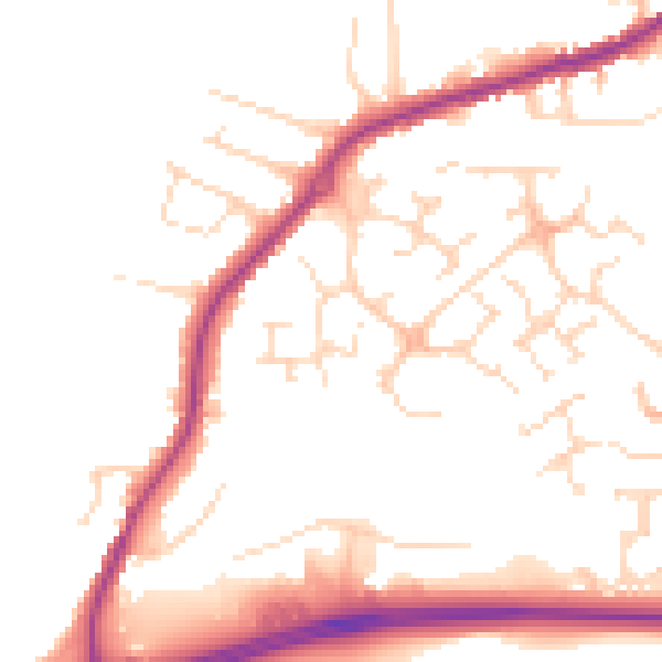 Daytime road noise heatmap for NG17 1HG